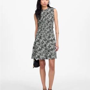 Madewell Smocked Crewneck Mini Dress in Harper Floral Black‎ White Size: 00, NWT